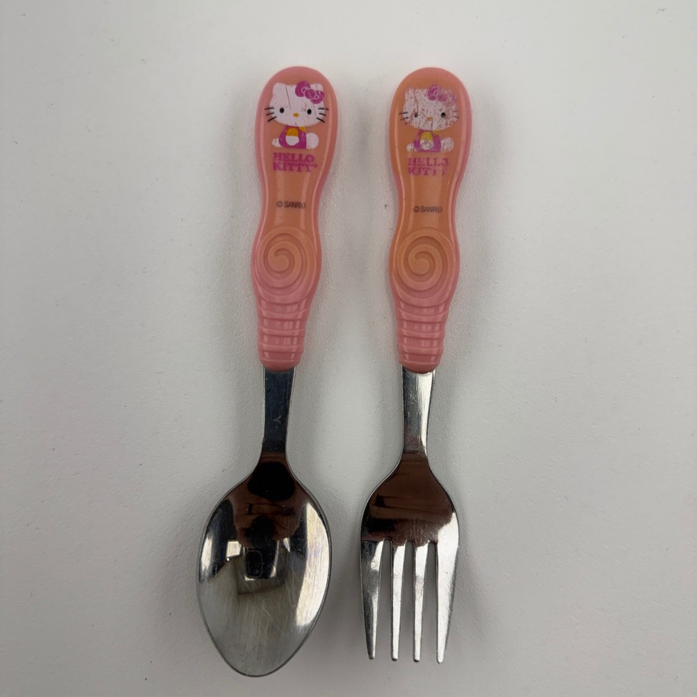 Sanrio Hello Kitty Zak Designs Toddler Fork and Spoon Set Pink Stainless Steel